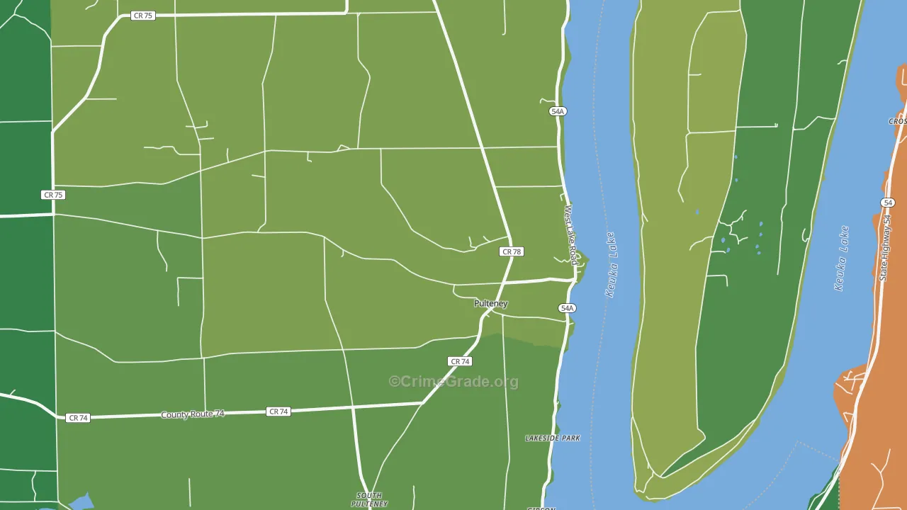 Pulteney, NY Map of Assault Rates
