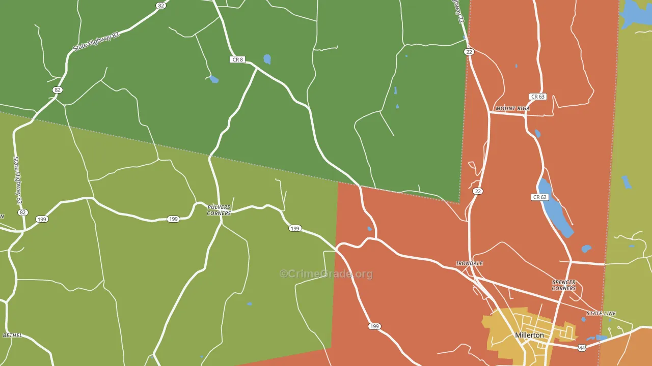 Pulvers Corners, NY Map of Assault Rates