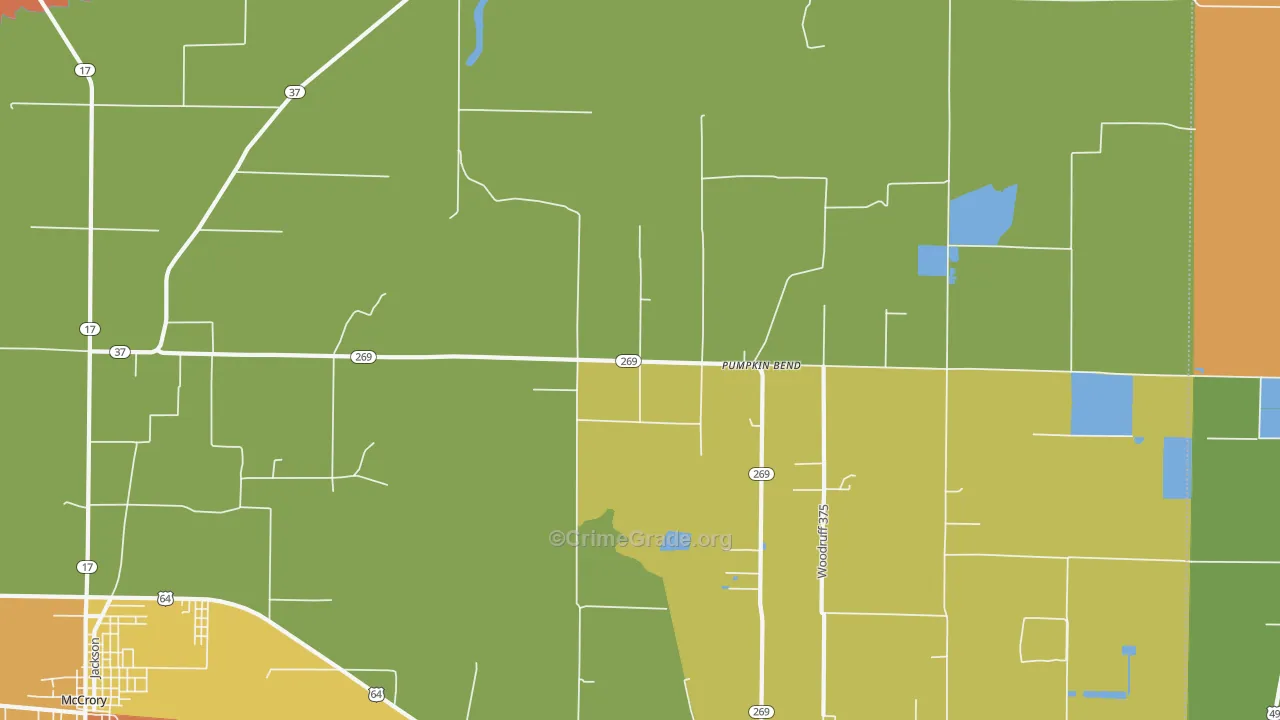 Pumpkin Bend, AR Map of Assault Rates