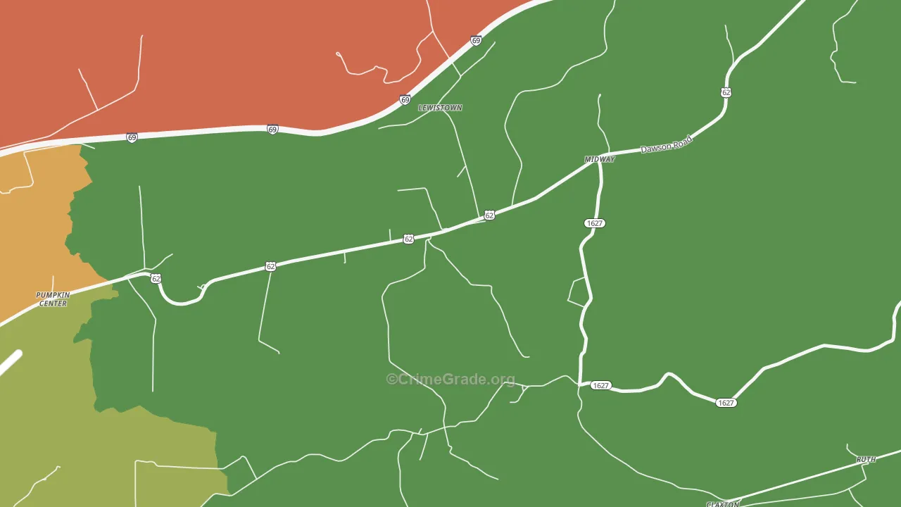 Pumpkin Center, KY Map of Assault Rates