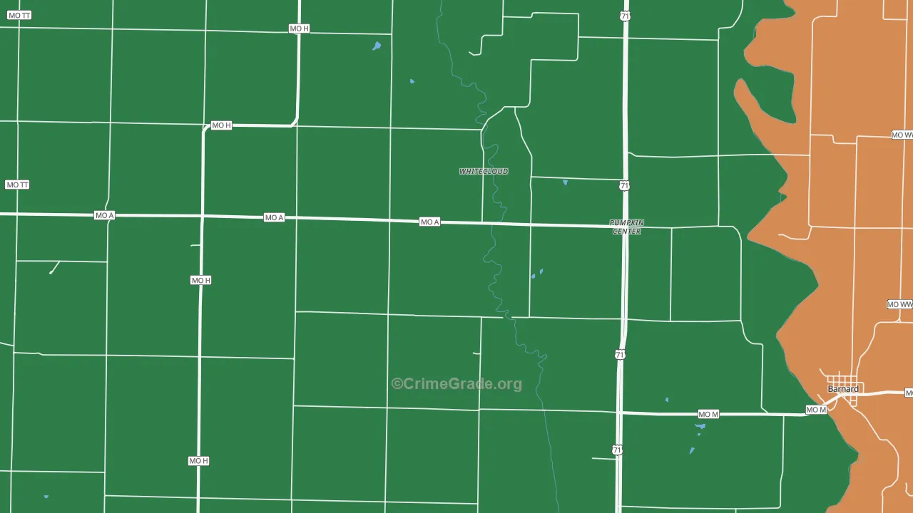 Pumpkin Center, MO Map of Assault Rates