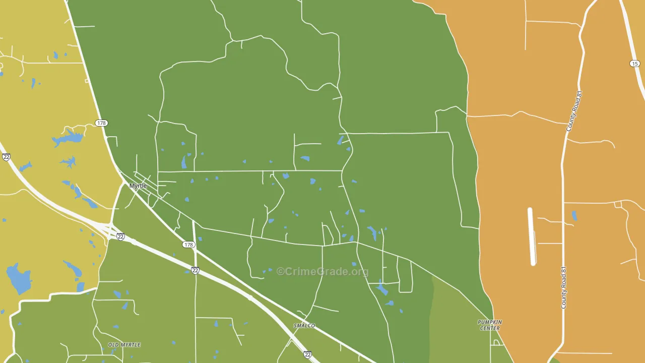 Pumpkin Center, MS Map of Assault Rates