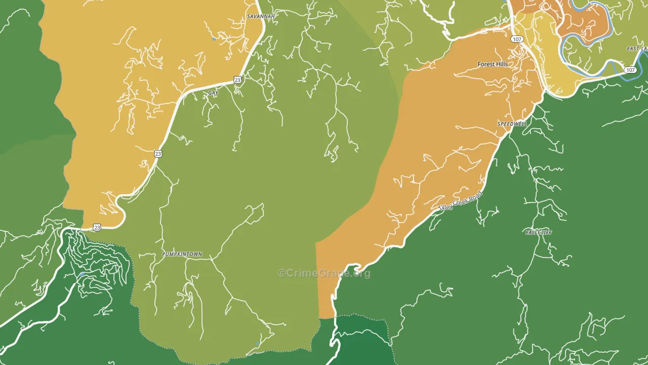 Pumpkintown, NC Map of Assault Rates