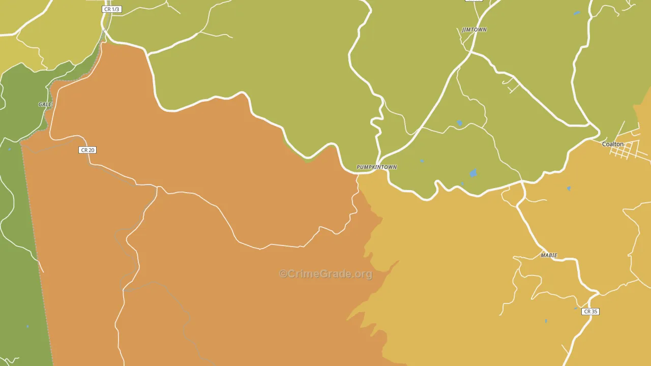 Pumpkintown, WV Map of Assault Rates