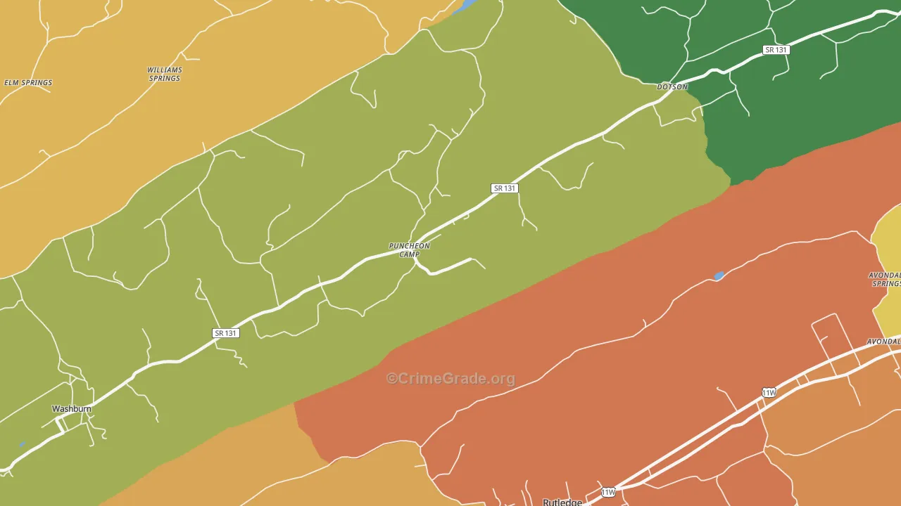 Puncheon Camp, TN Map of Assault Rates