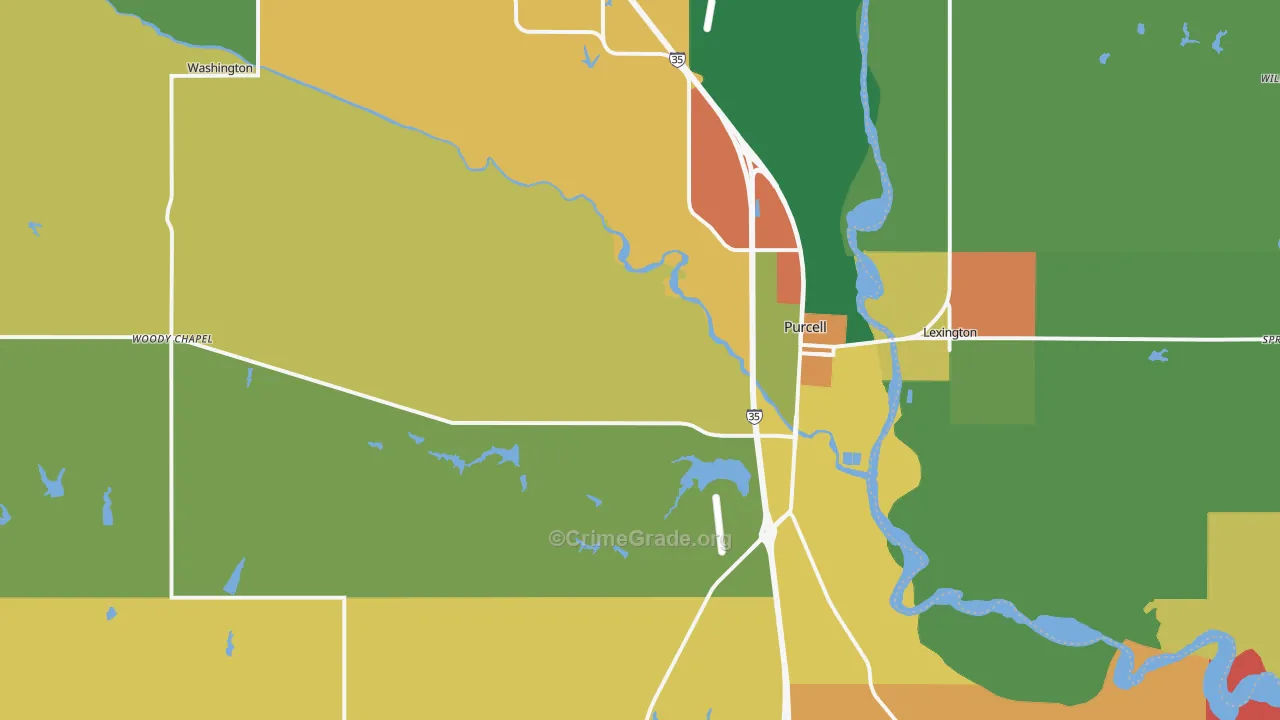 Purcell, OK Map of Assault Rates