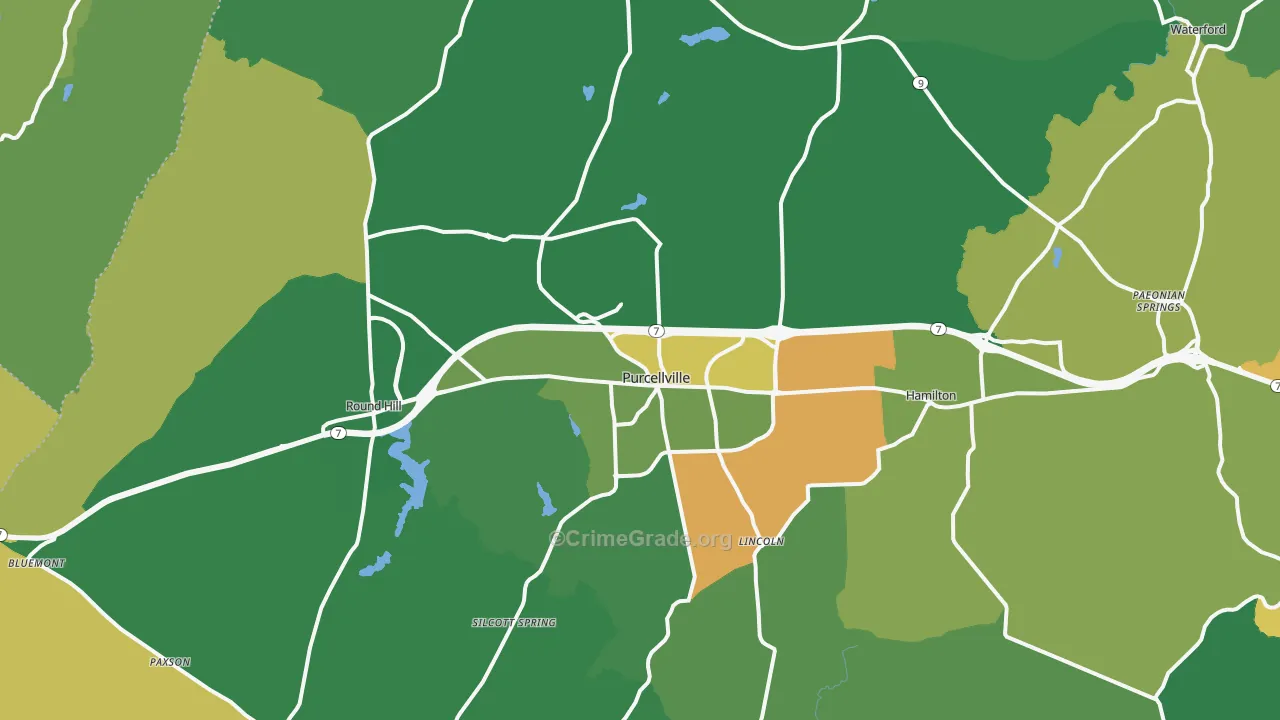 Purcellville, VA Map of Assault Rates