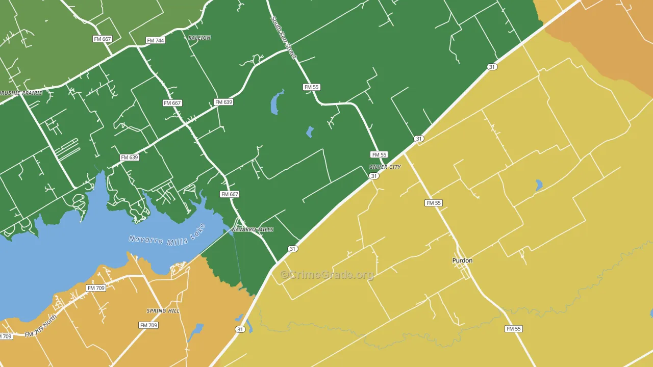 Purdon, TX Map of Assault Rates