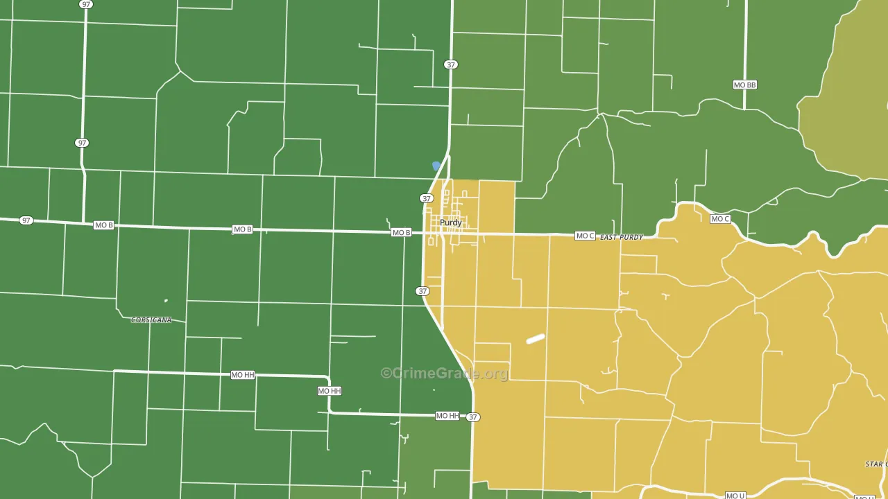 Purdy, MO Map of Assault Rates
