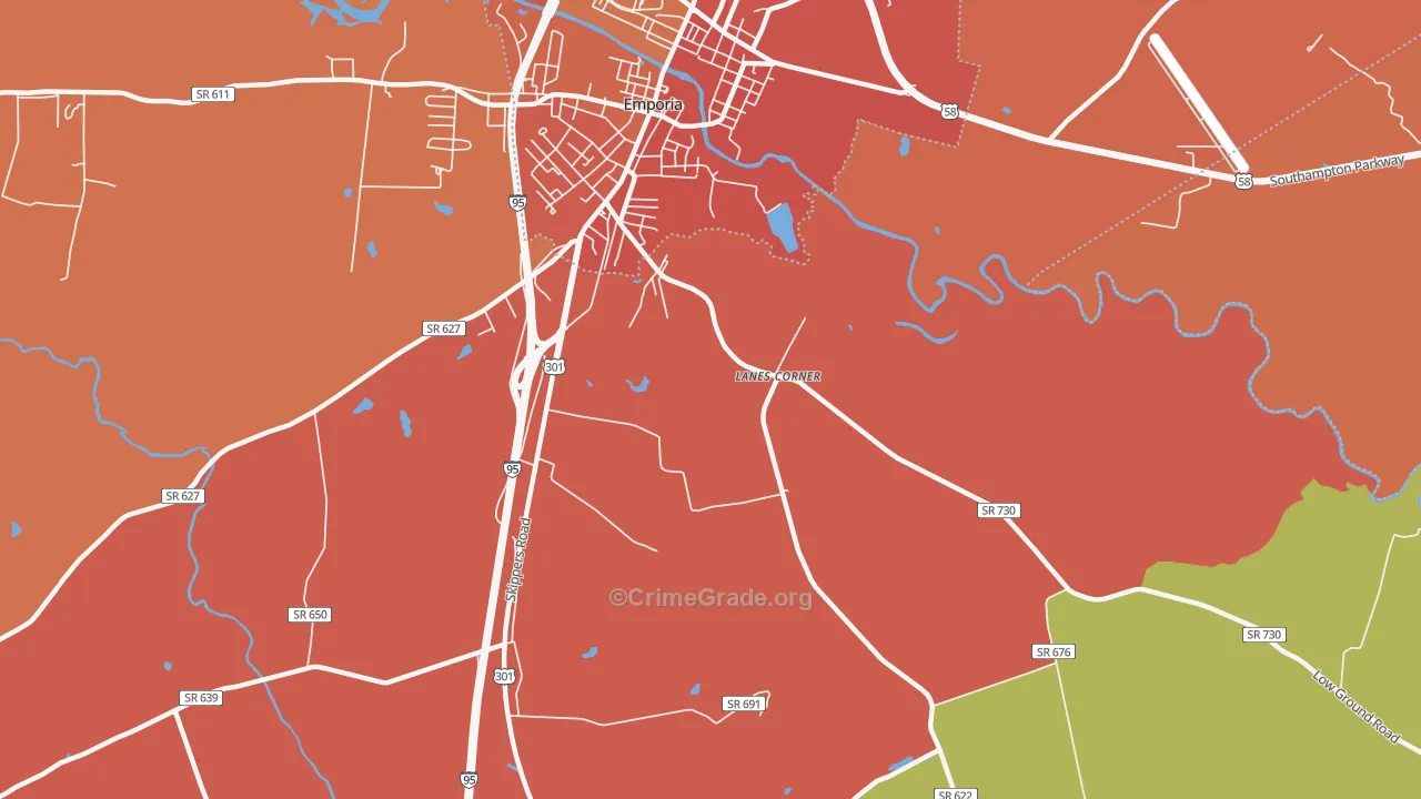 Purdy, VA Map of Assault Rates