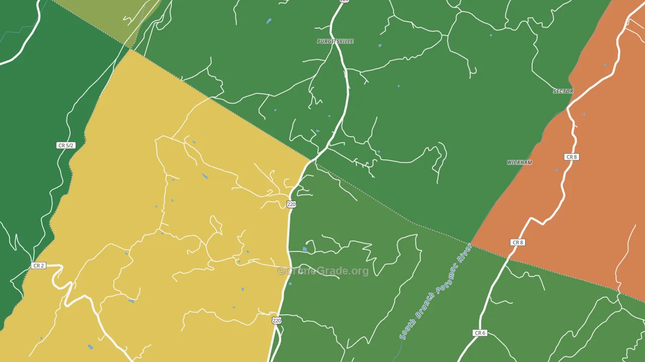 Purgitsville, WV Map of Assault Rates