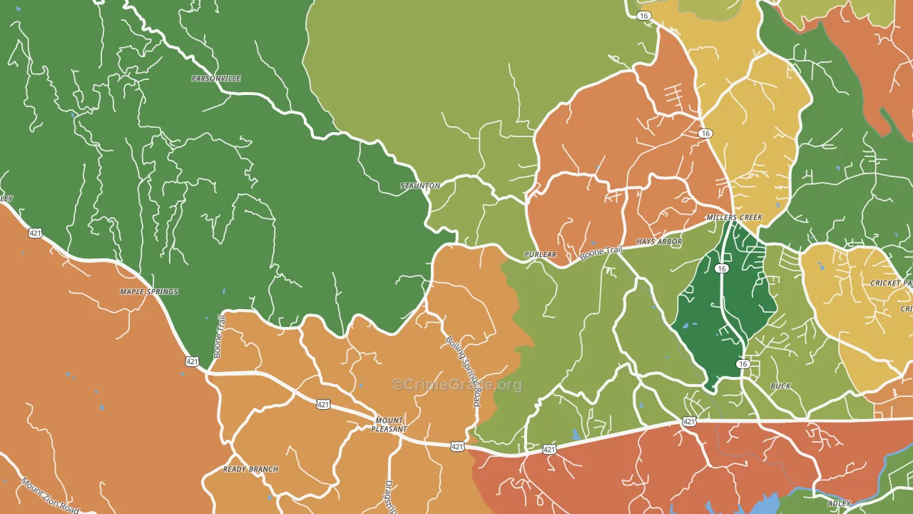 Purlear, NC Map of Assault Rates