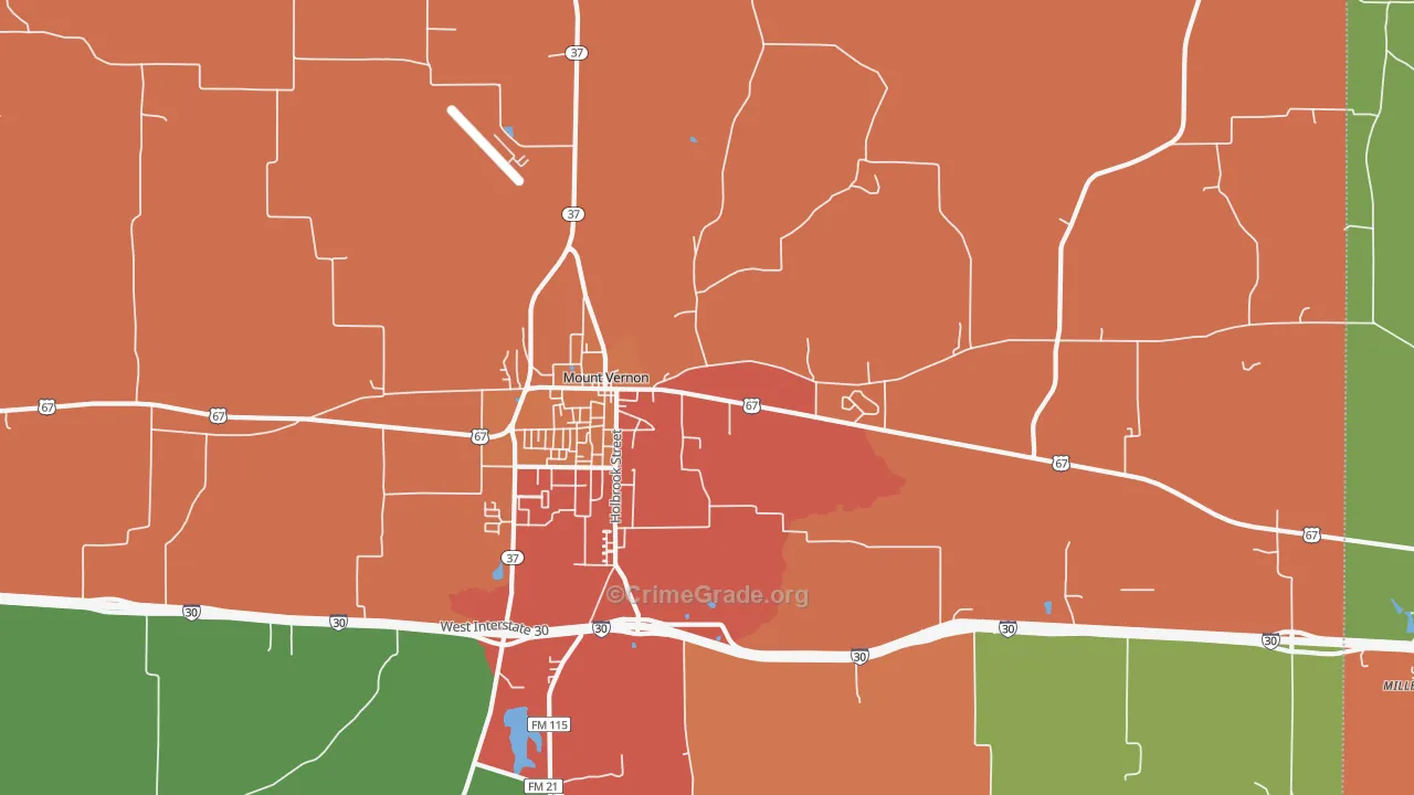 Purley, TX Map of Assault Rates