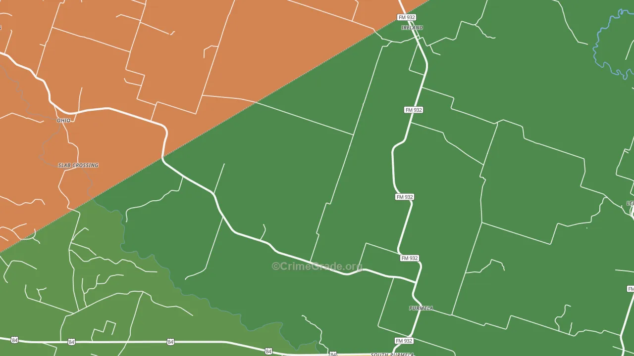 Purmela, TX Map of Assault Rates