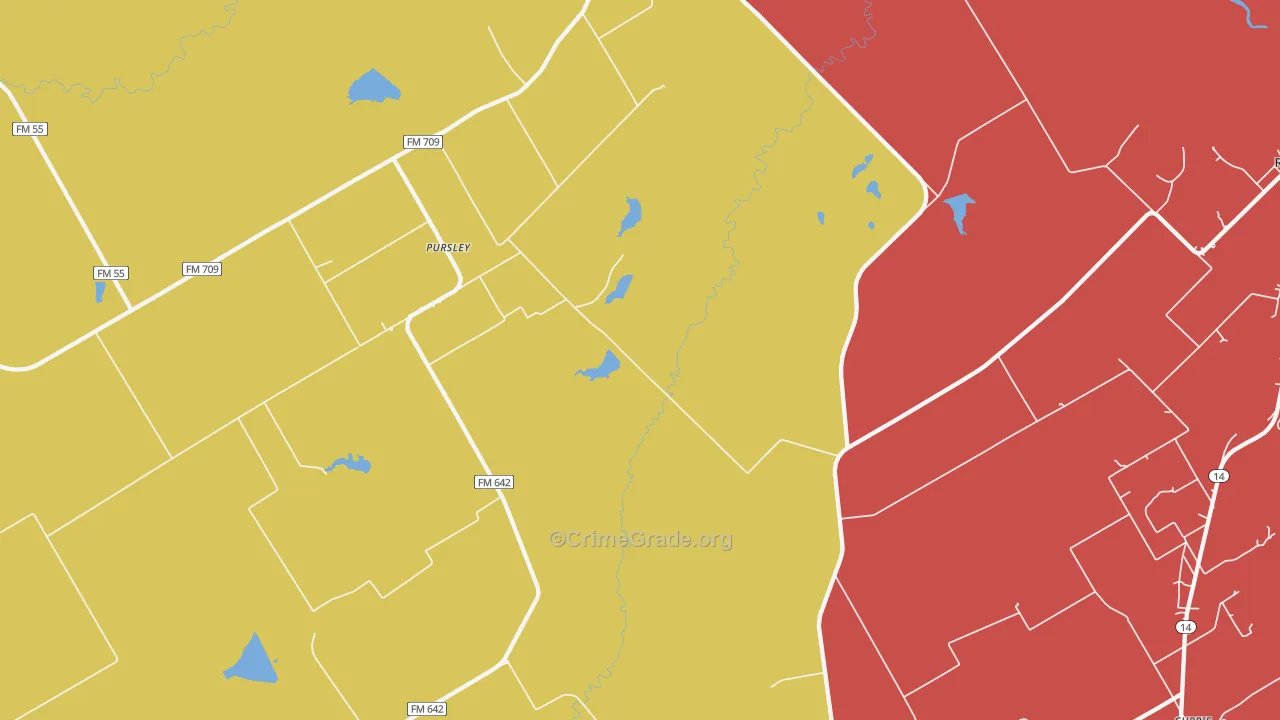Pursley, TX Map of Assault Rates