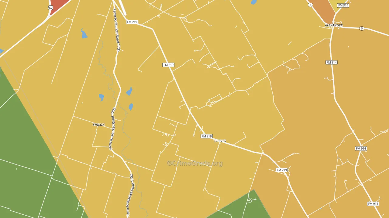 Purves, TX Map of Assault Rates