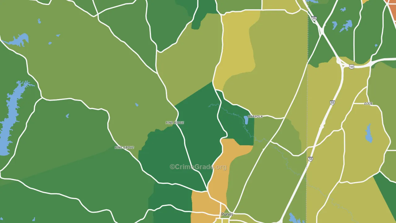 Purvis, MS Map of Assault Rates