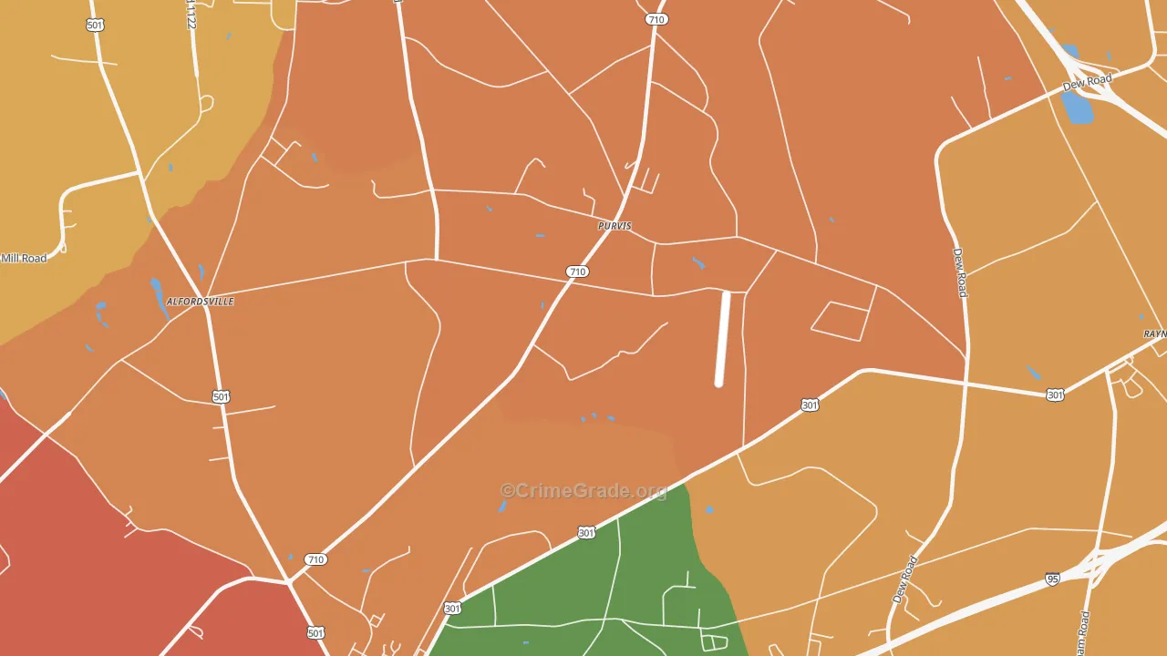Purvis, NC Map of Assault Rates
