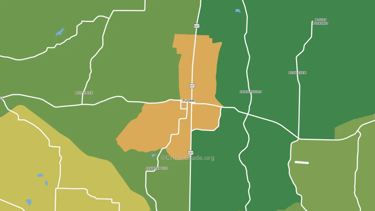 Puryear, TN Map of Assault Rates
