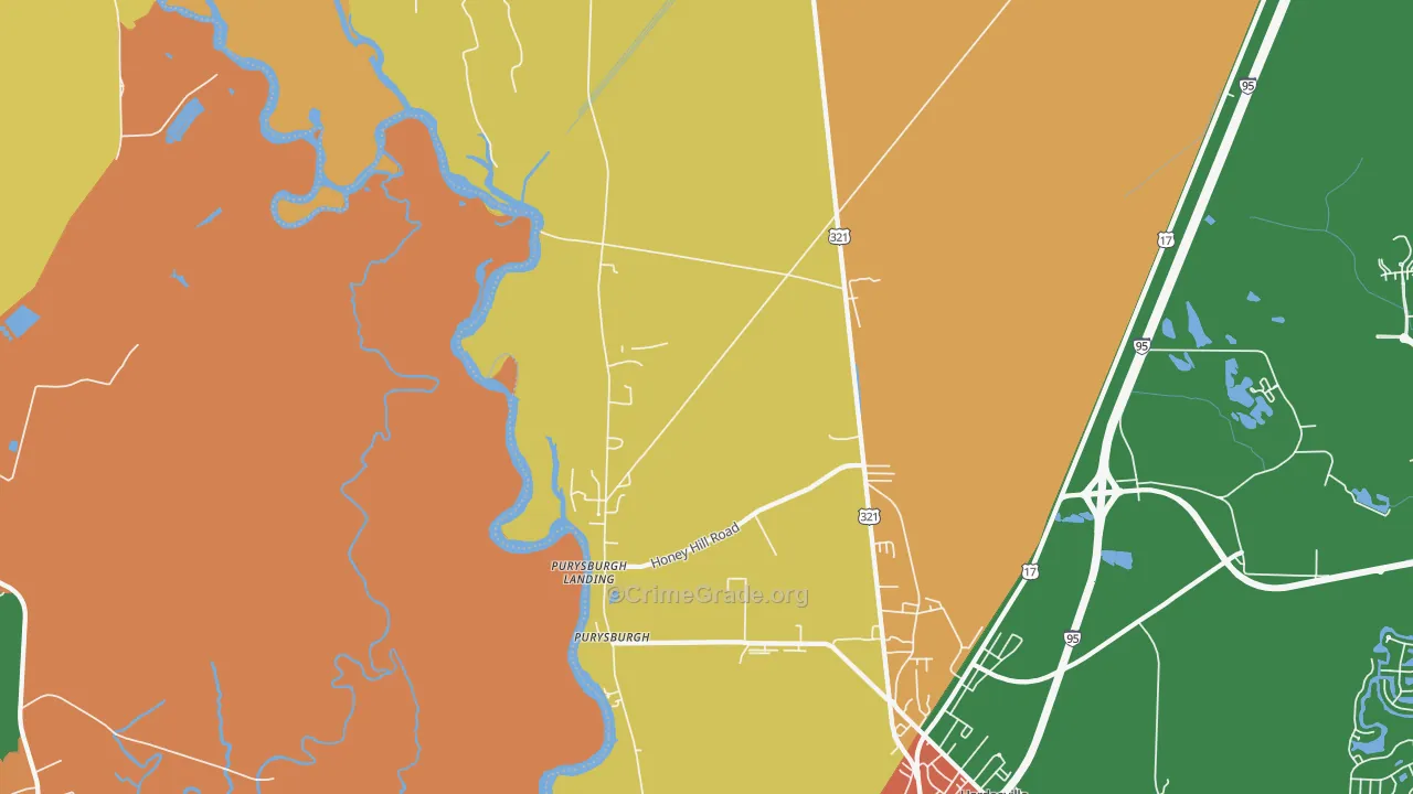 Purysburgh, SC Map of Assault Rates