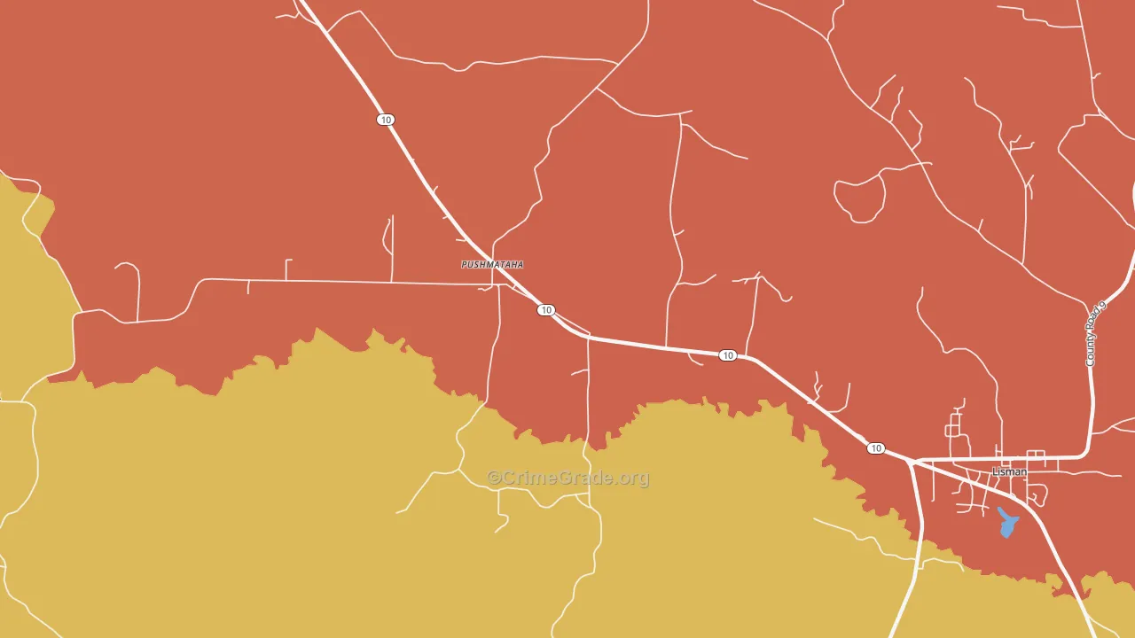 Pushmataha, AL Map of Assault Rates