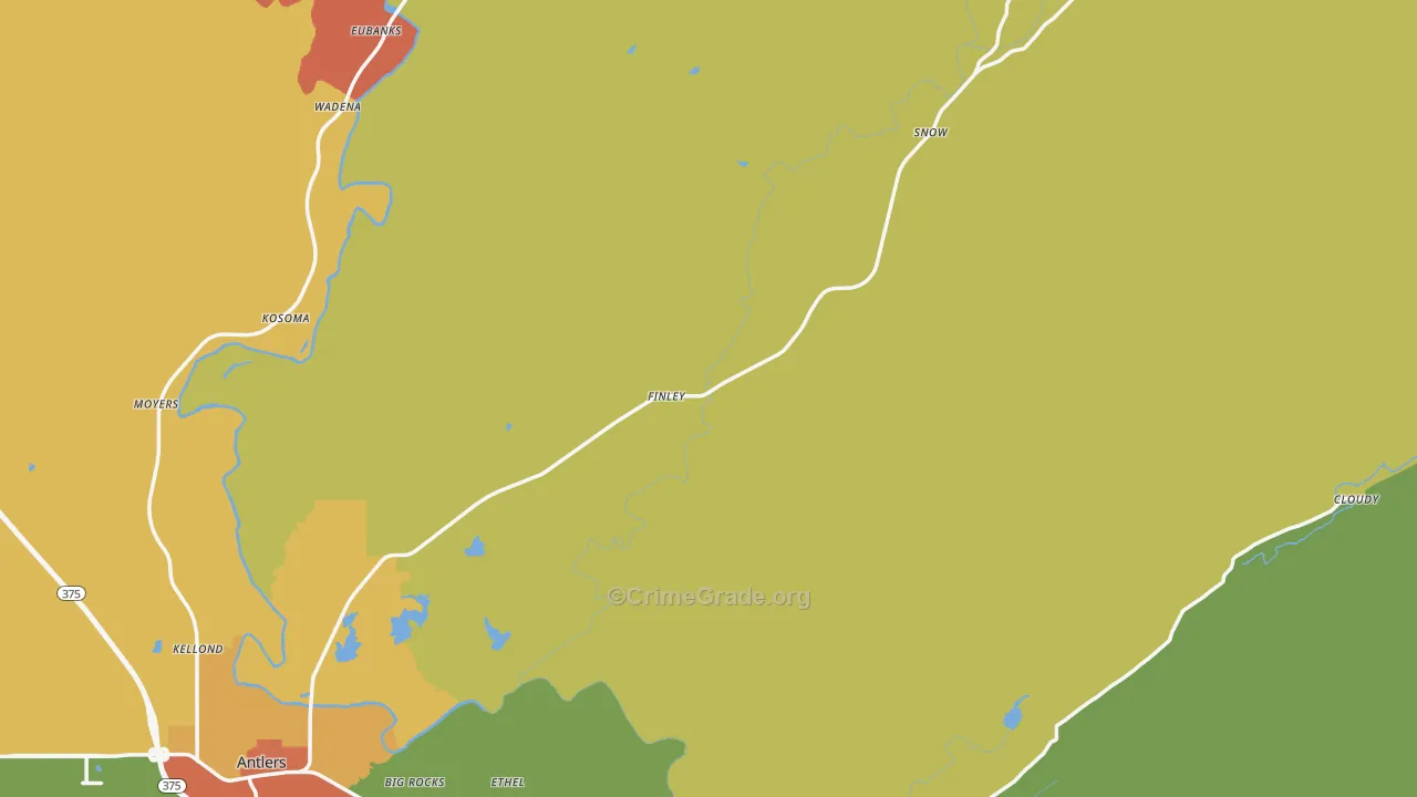 Pushmataha County, OK Map of Assault Rates