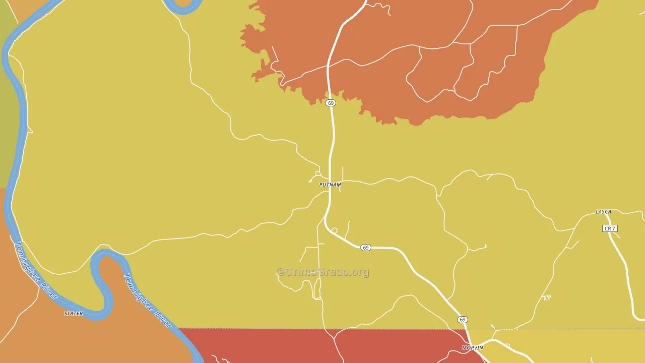 Putnam, AL Map of Assault Rates