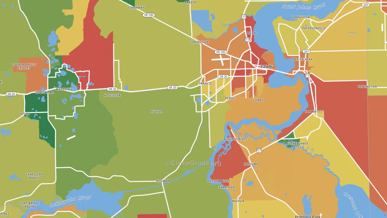 Putnam County, FL Map of Assault Rates