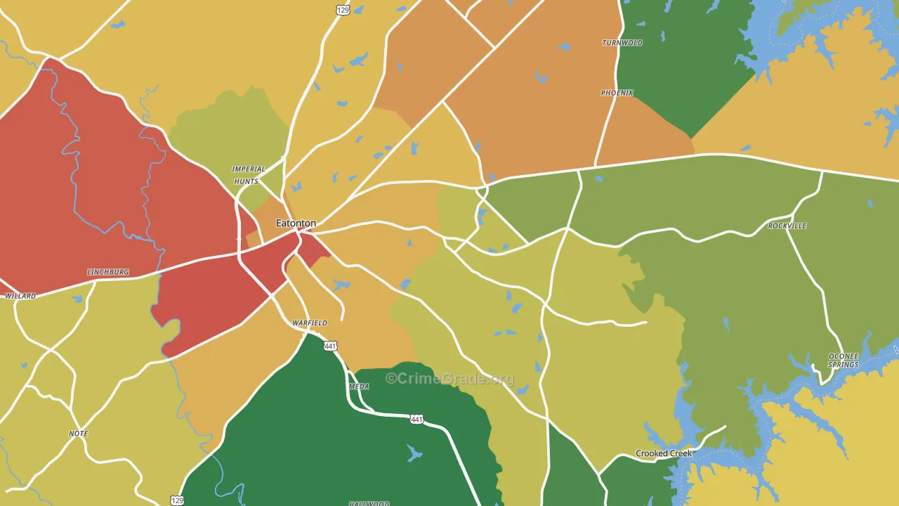 Putnam County, GA Map of Assault Rates