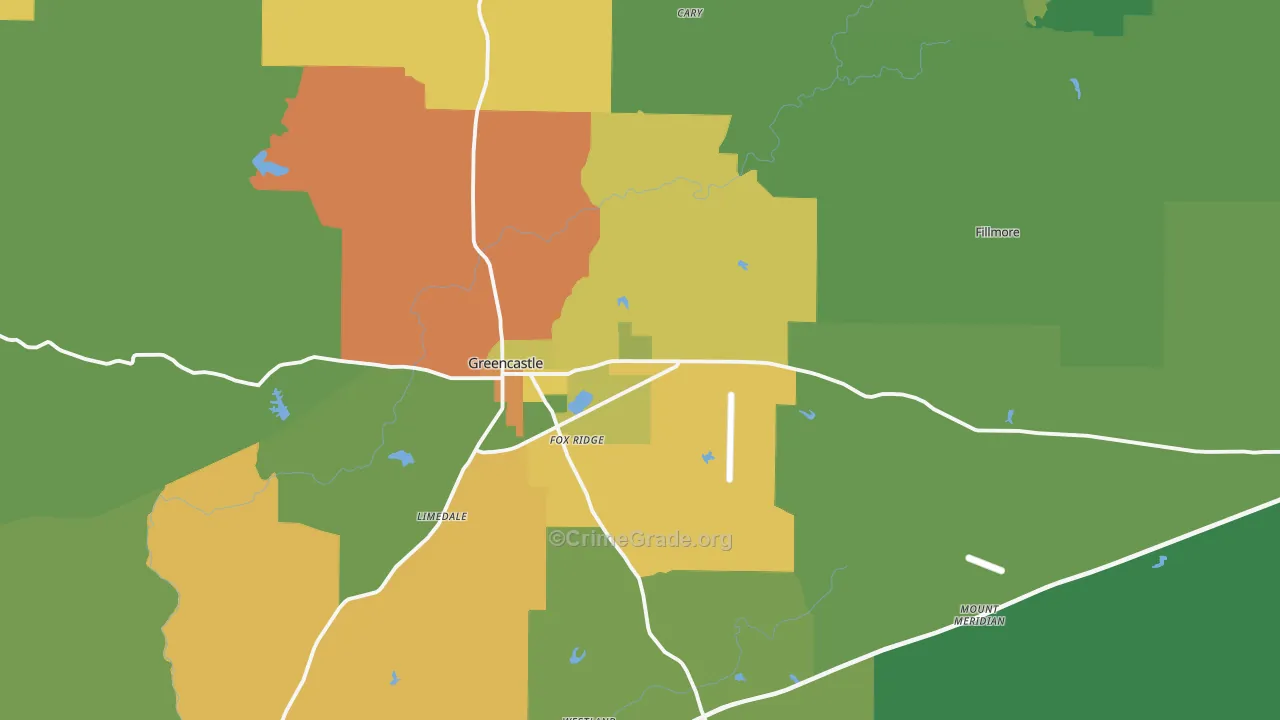 Putnam County, IN Map of Assault Rates