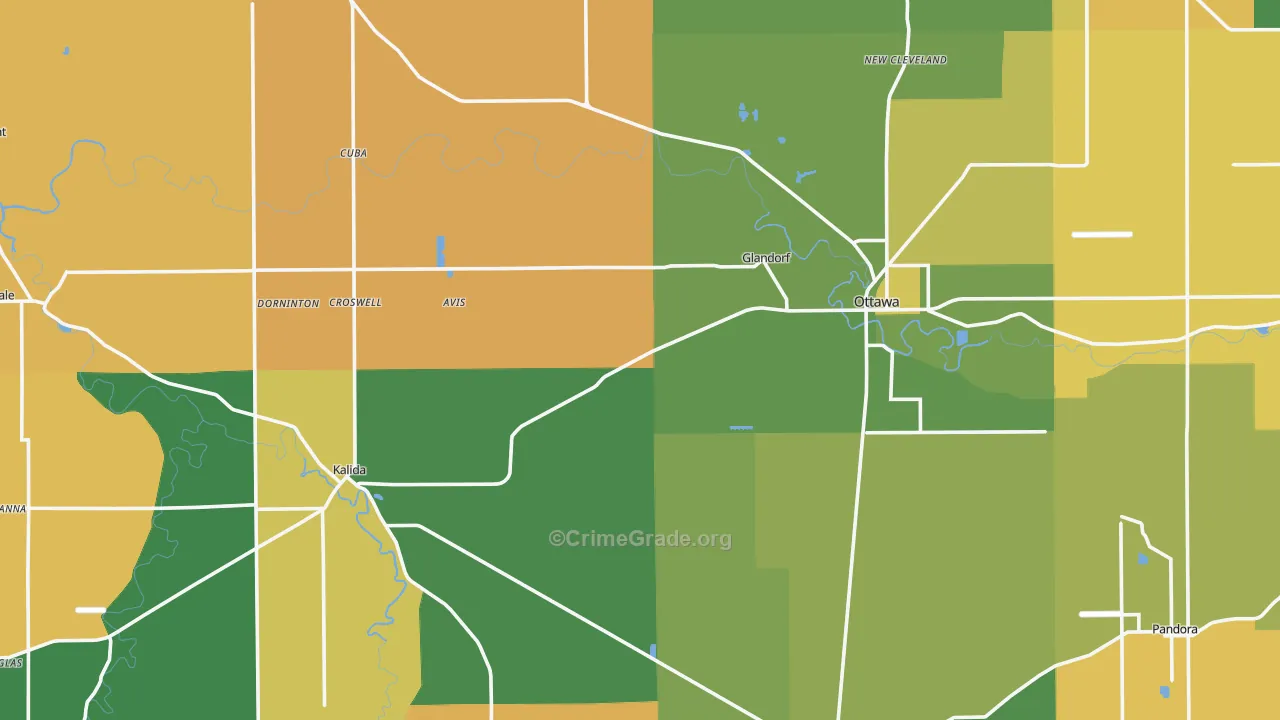 Putnam County, OH Map of Assault Rates