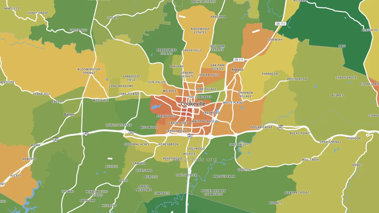 Putnam County, TN Map of Assault Rates