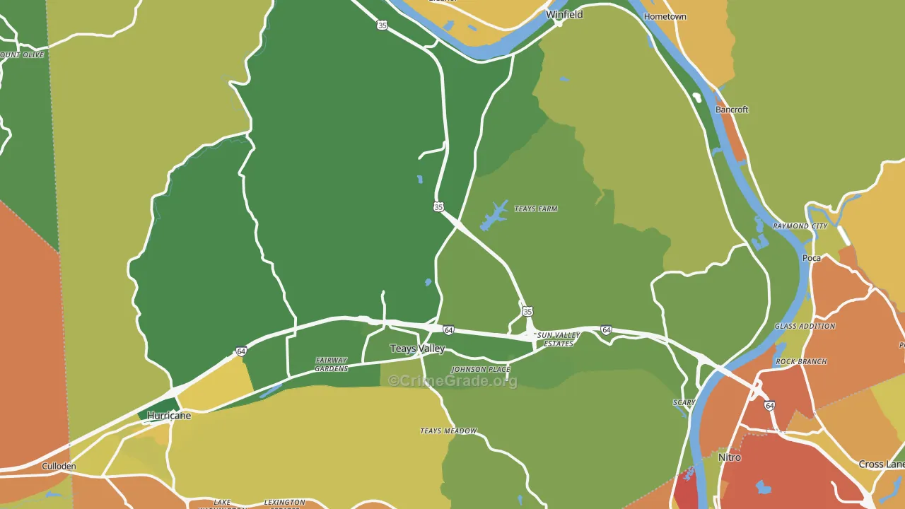 Putnam County, WV Map of Assault Rates