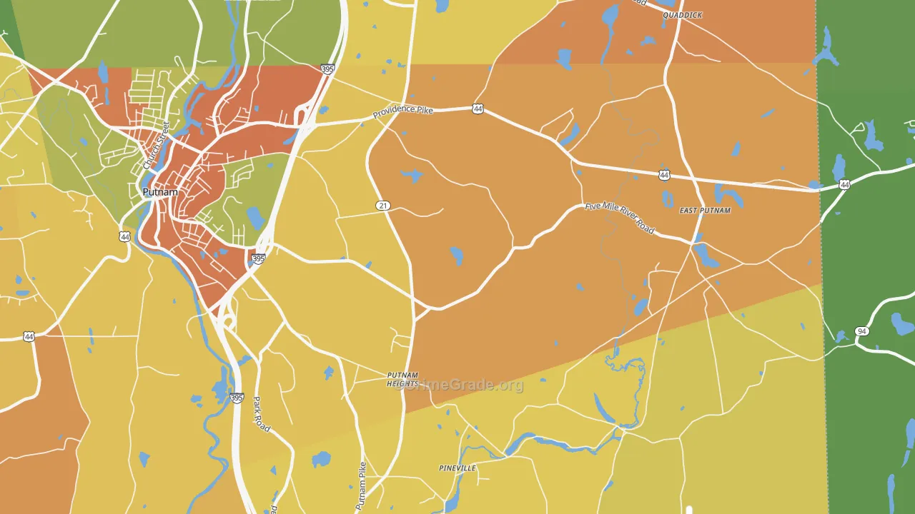Putnam Heights, CT Map of Assault Rates