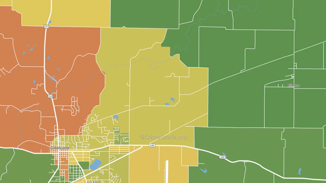 Putnamville, IN Map of Assault Rates