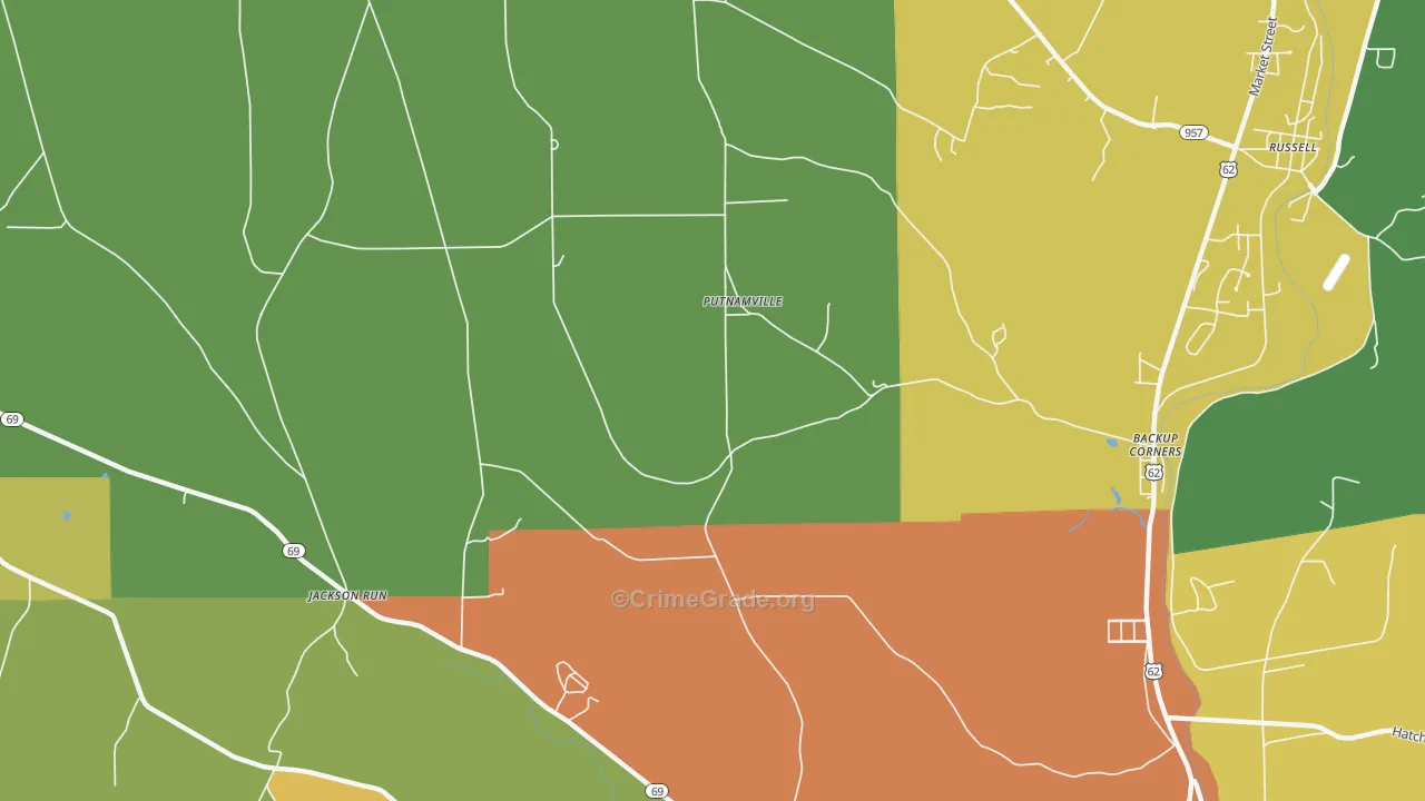 Putnamville, PA Map of Assault Rates