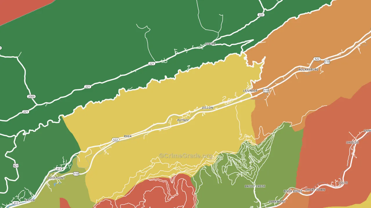 Putney, KY Map of Assault Rates