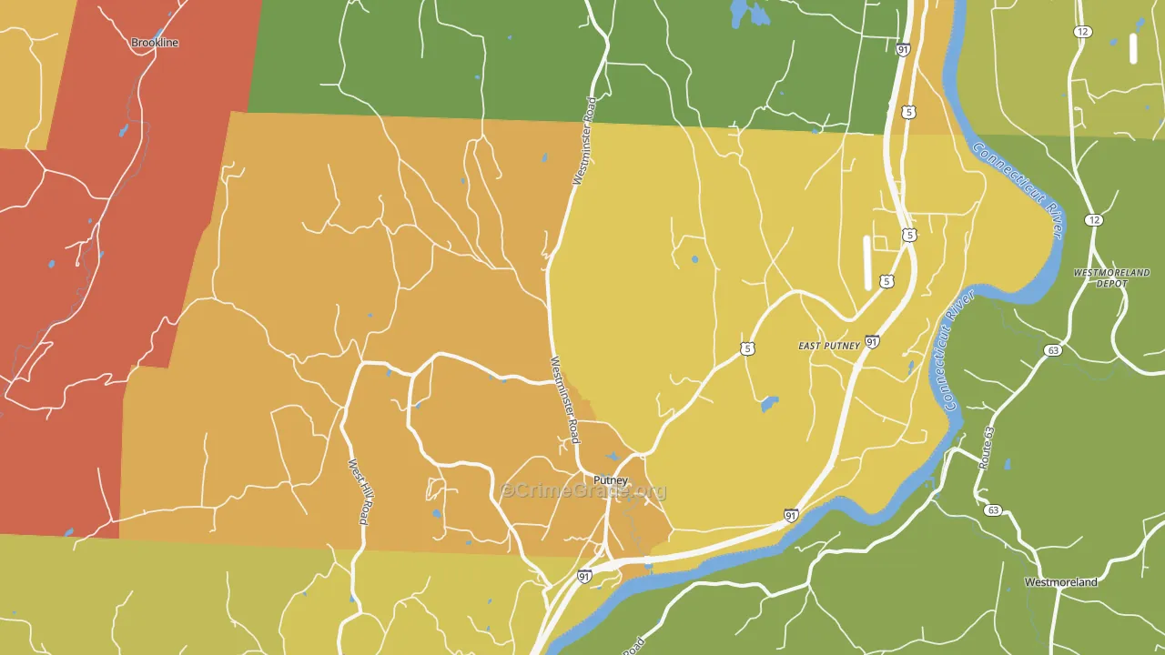 Putney, VT Map of Assault Rates