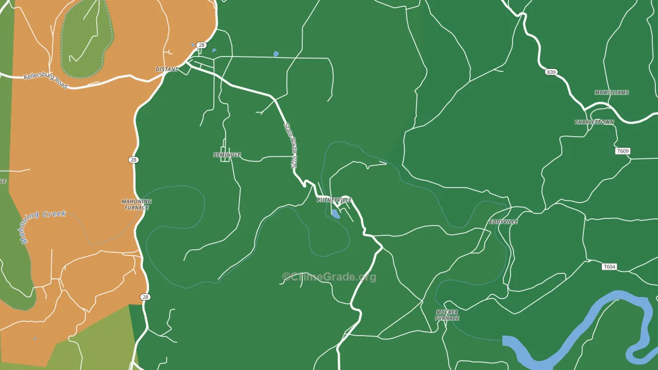 Putneyville, PA Map of Assault Rates