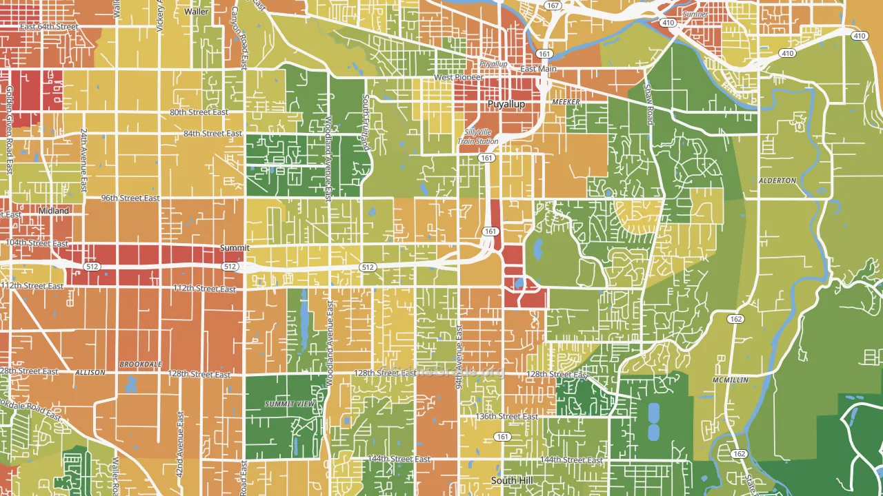 Puyallup, WA Map of Assault Rates