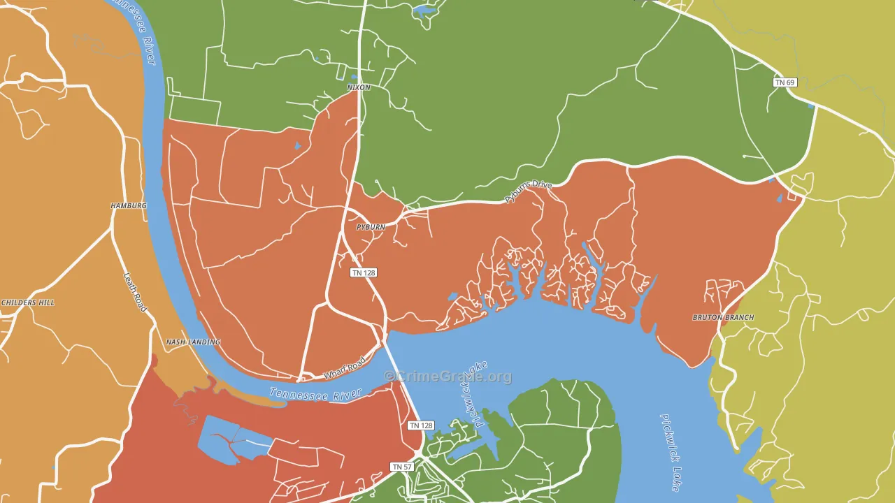 Pyburns, TN Map of Assault Rates