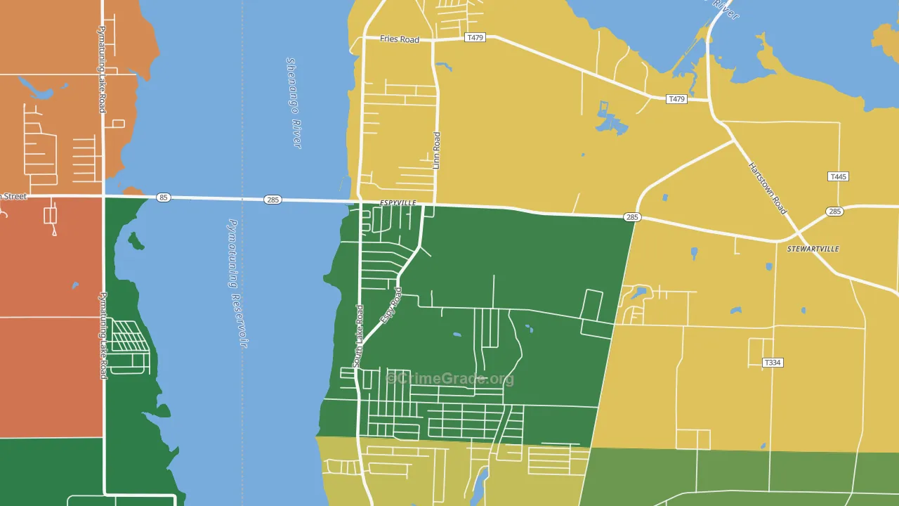 Pymatuning Central, PA Map of Assault Rates