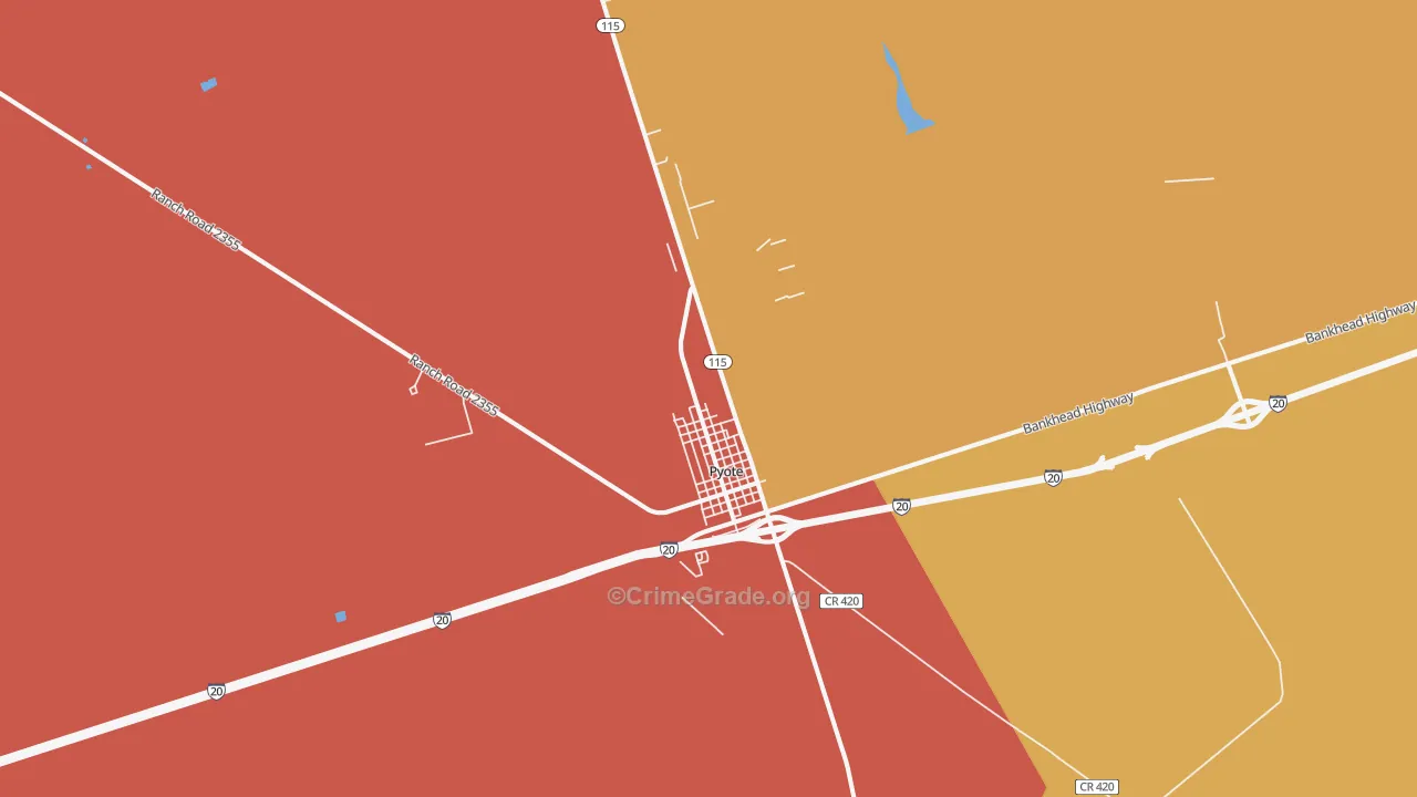 Pyote, TX Map of Assault Rates