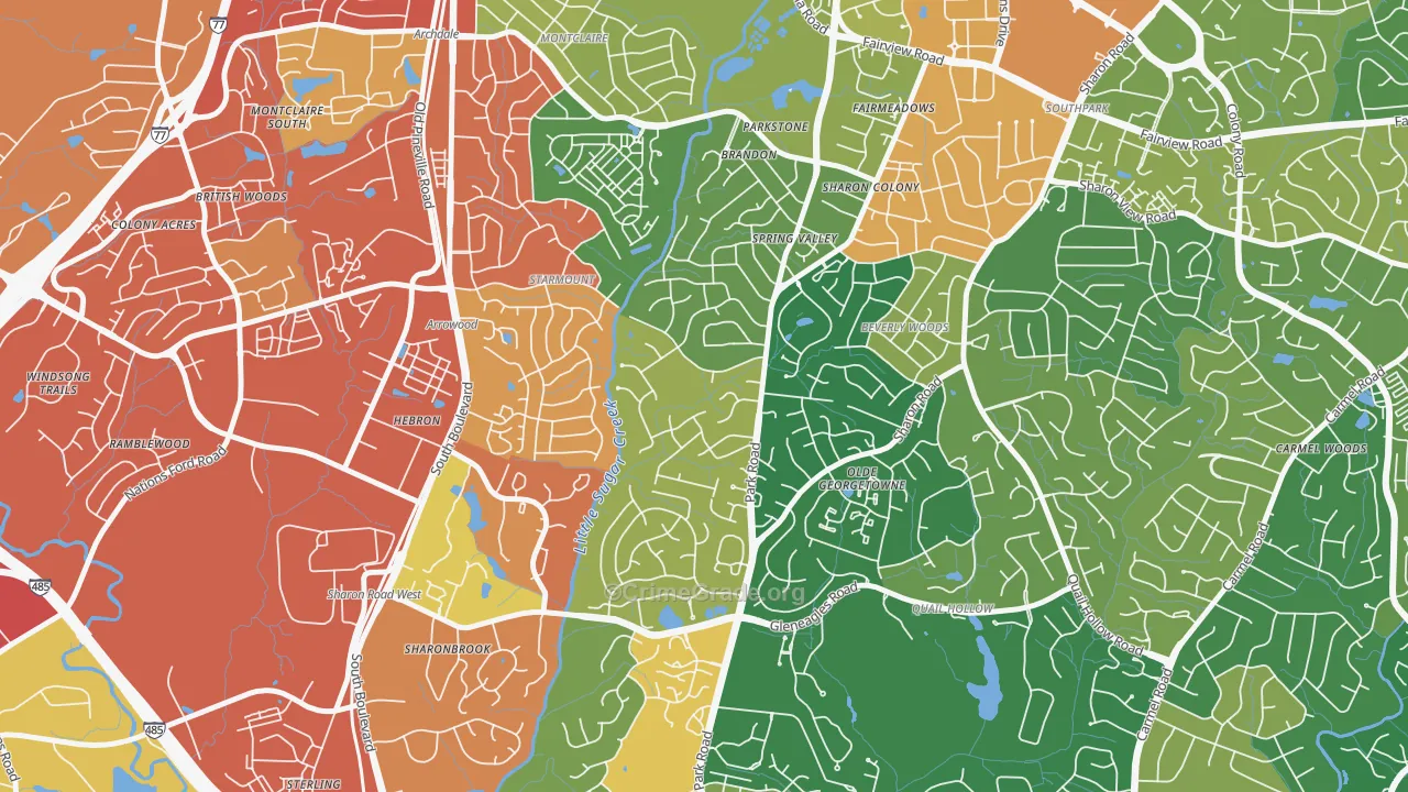 Quail Hollow, Charlotte, NC Map of Assault Rates