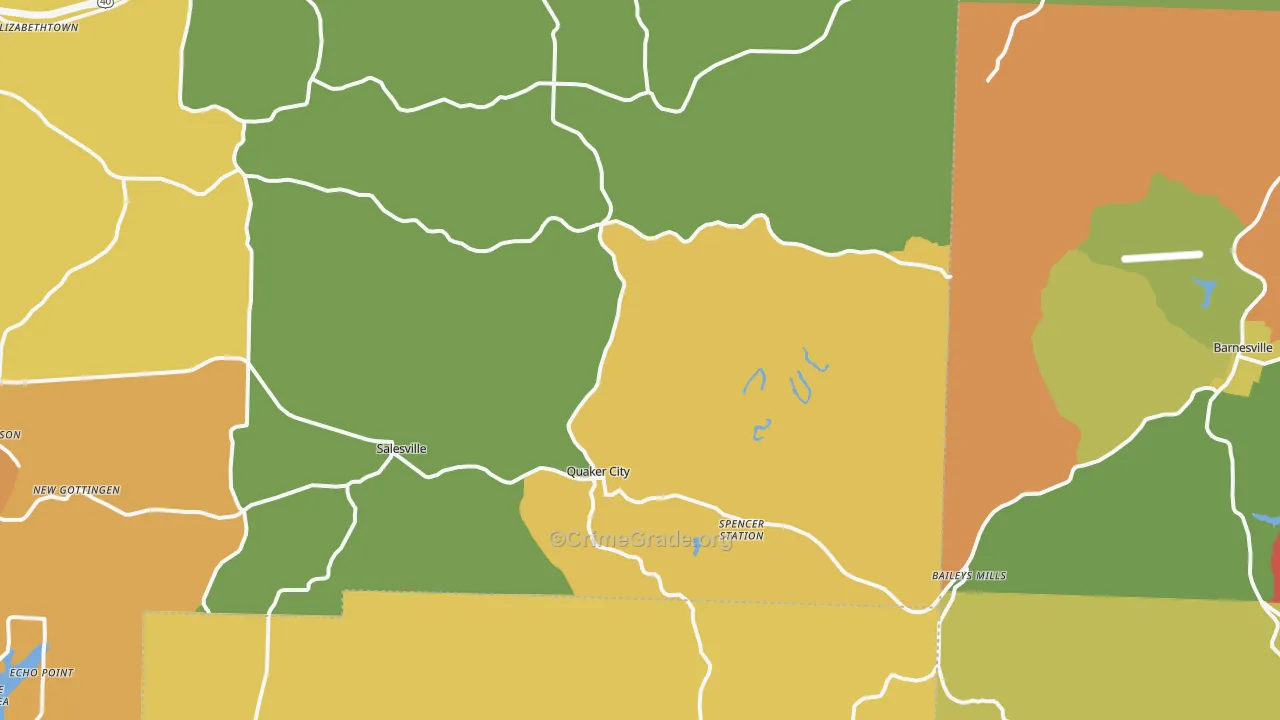 Quaker City, OH Map of Assault Rates