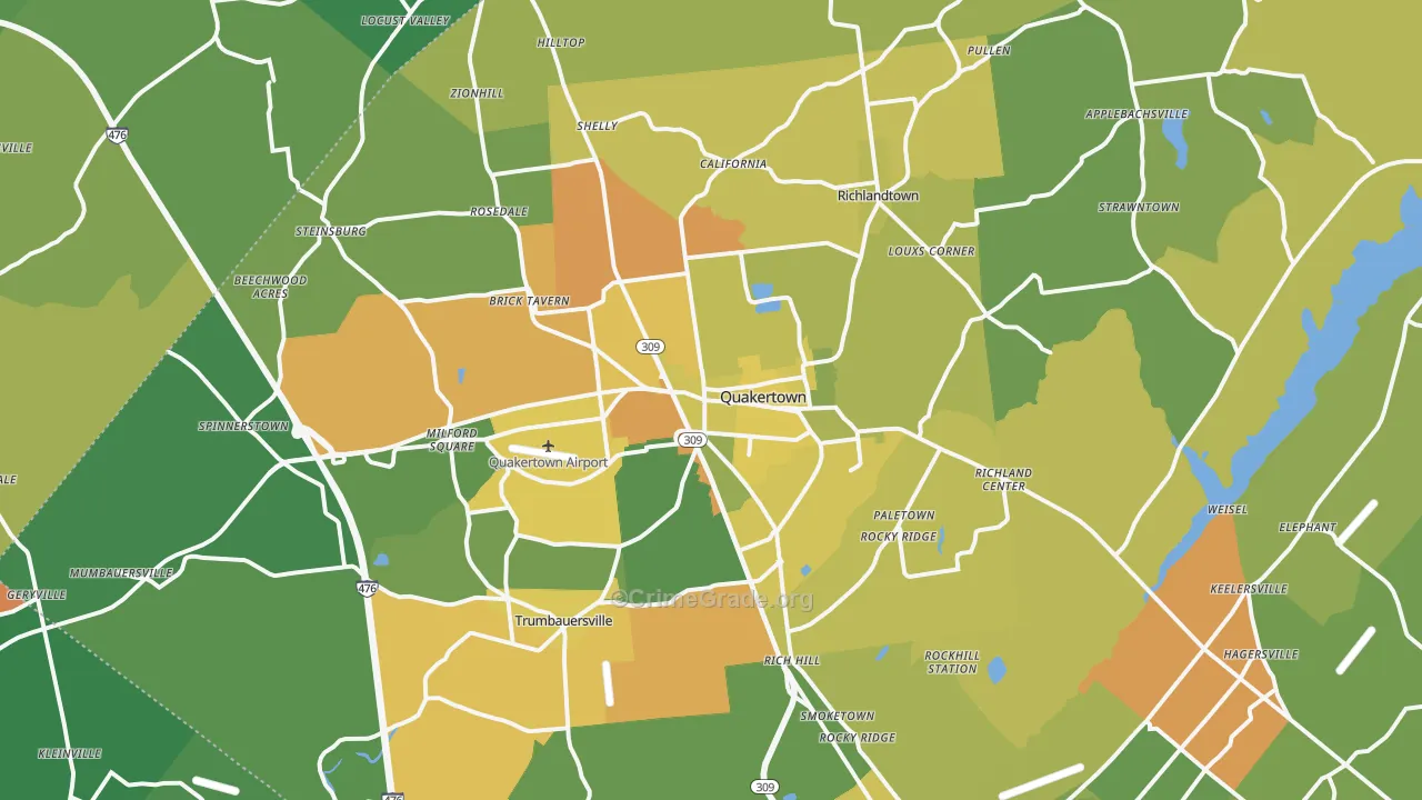 Quakertown, PA Map of Assault Rates