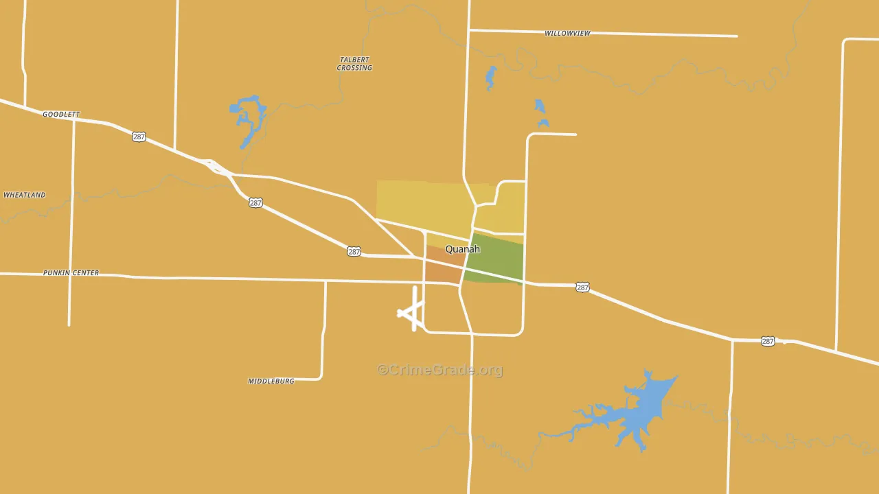 Quanah, TX Map of Assault Rates
