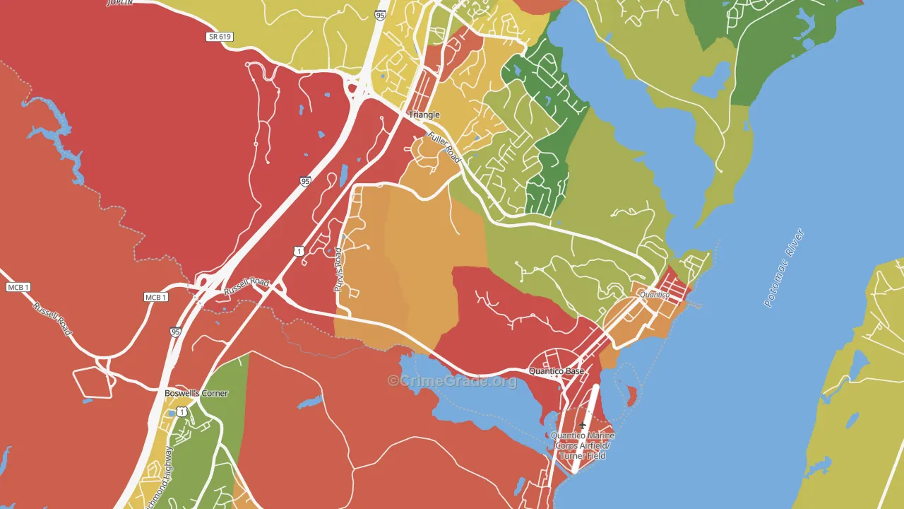 Quantico Base, VA Map of Assault Rates