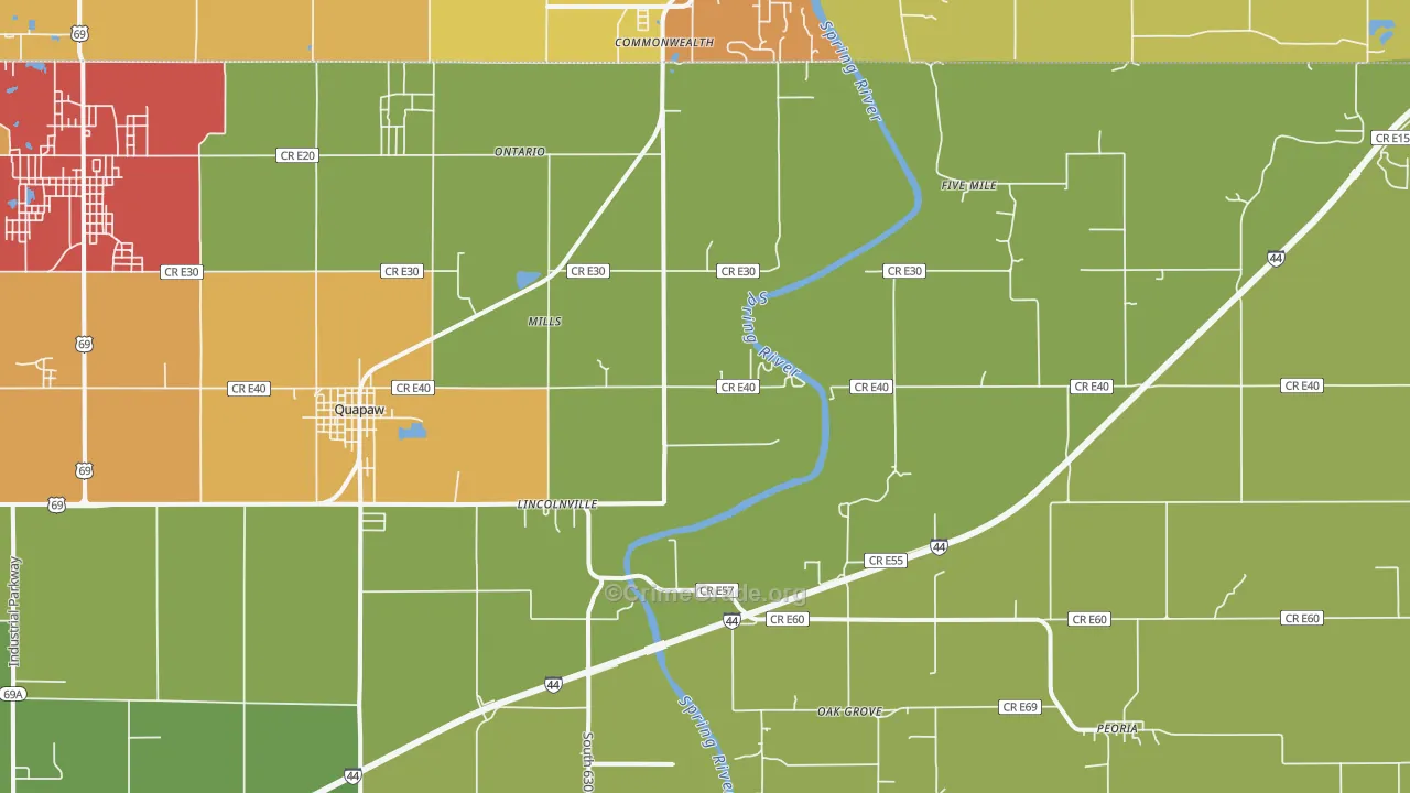 Quapaw, OK Map of Assault Rates