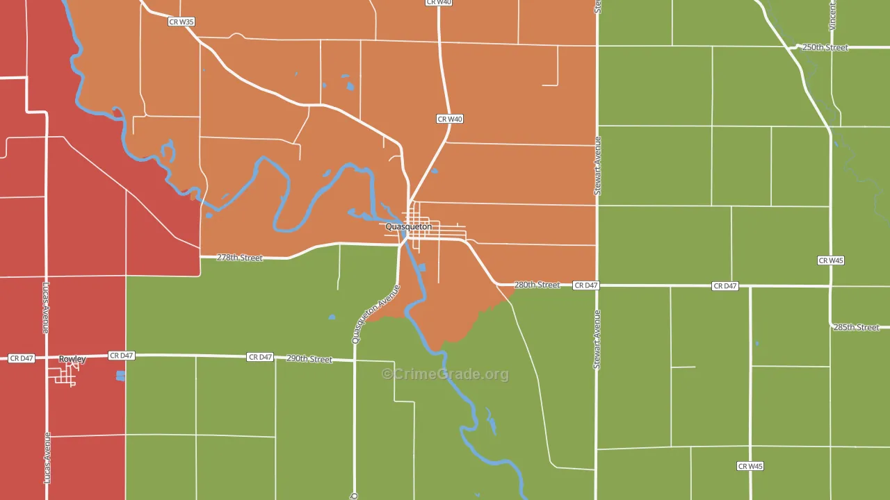 Quasqueton, IA Map of Assault Rates